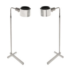 Pair of Adjustable Reading Lamps in Chrome by Casella Lighting