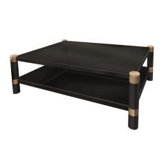 "Round Leg Coffee Table" in Gunmetal and Brass by Karl Springer
