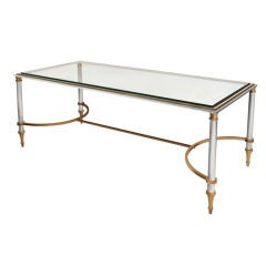 Elegant Coffee Table in Polished Chrome and Brass with Glass Top