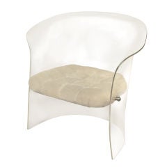 Lounge Chair in Molded Acrylic with Upholstered Seat