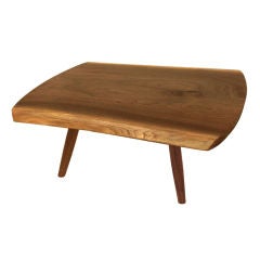 Low Walnut Coffee Table with Natural Edges by George Nakashima