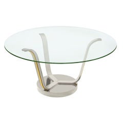 "Tulip Dining Table" in Steel and Brass by Karl Springer