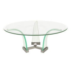 Coffee Table with Base in Molded Lucite and Steel