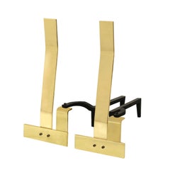 Pair of Andirons in Polished Brass by Danny Alessandro
