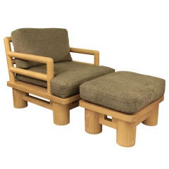 "Dowelwood Arm Chair and Ottoman" by Karl Springer