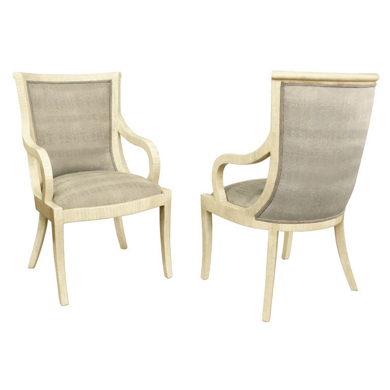 Pair of Arm Chairs Covered in Tessellated Bone