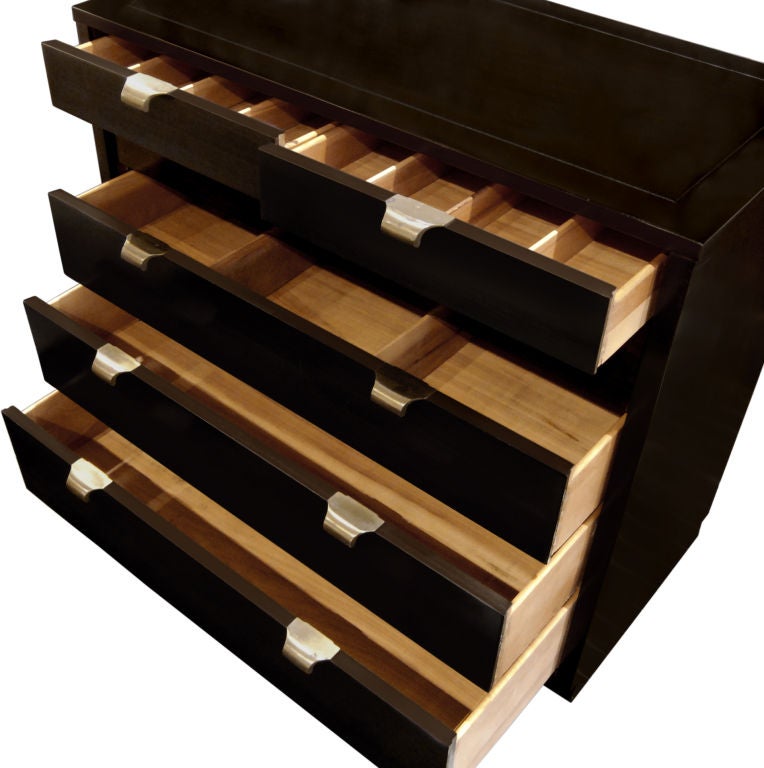 Chest of Drawers In Elm with Brass Pulls by Edward Wormley
