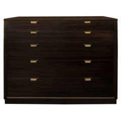 Chest of Drawers In Elm with Brass Pulls by Edward Wormley