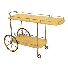 Serving Cart in Goatskin with Gold-Plated Hardware by Aldo Tura