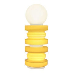 Large Totem Table Lamp in Yellow and White Glass by Vistosi