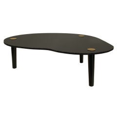 Coffee Table in Black Glass with Ebonized Mahogany Legs
