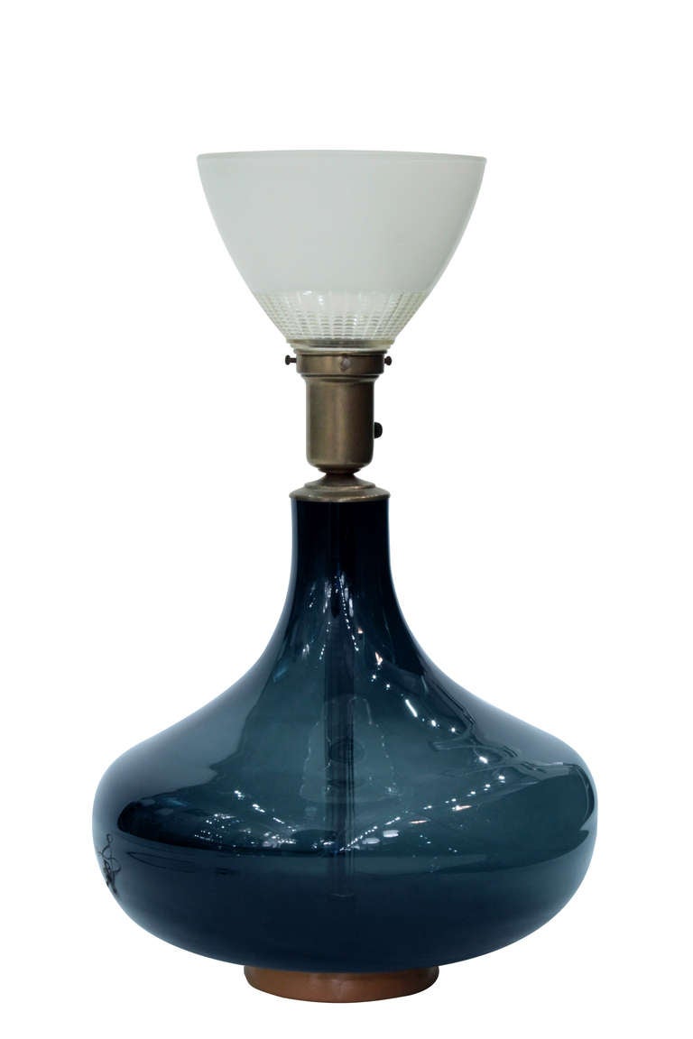Sculptural Blue Glass Table Lamp at 1stdibs
