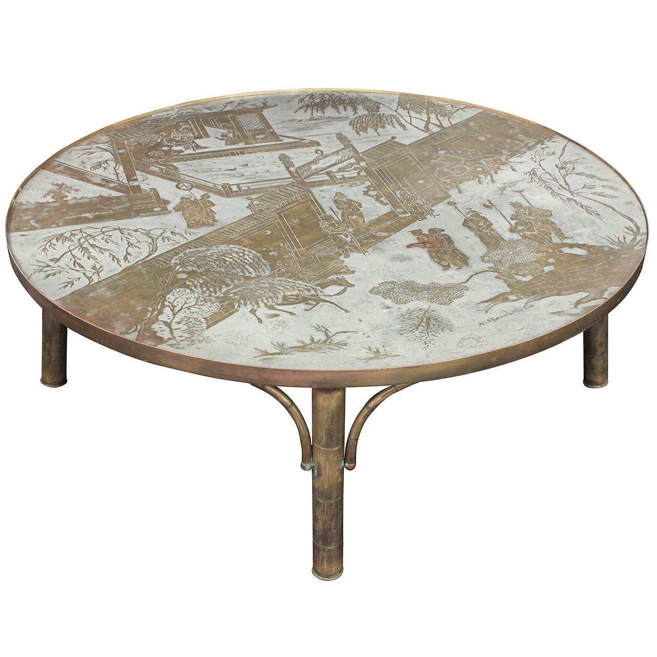 "Chan 142" Coffee Table in Bronze and Pewter by Philip and Kelvin LaVerne