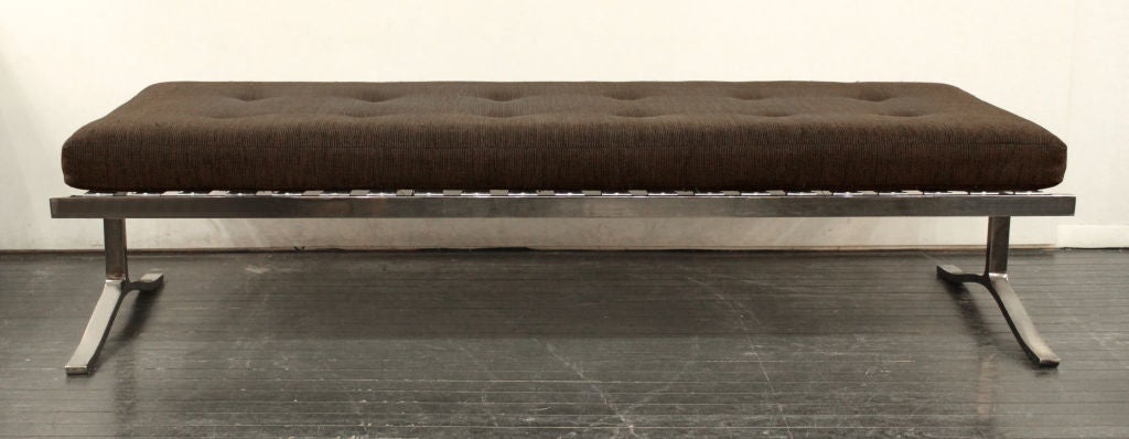 "Alpha Bench" in Polish Steel with Cushion by Nicos Zographos