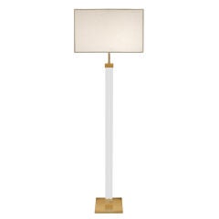 Floor Lamp in Polished Brass with Lucite Column by Karl Springer