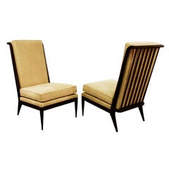 Elegant Slipper Chairs in Walnut with Dowel Backs by Widdicomb