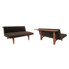 Rare Pair of Armless Sofas with Shelves by Edward Wormley