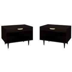 Elegant Bedside Tables in Dark Mahogany by Harvey Probber