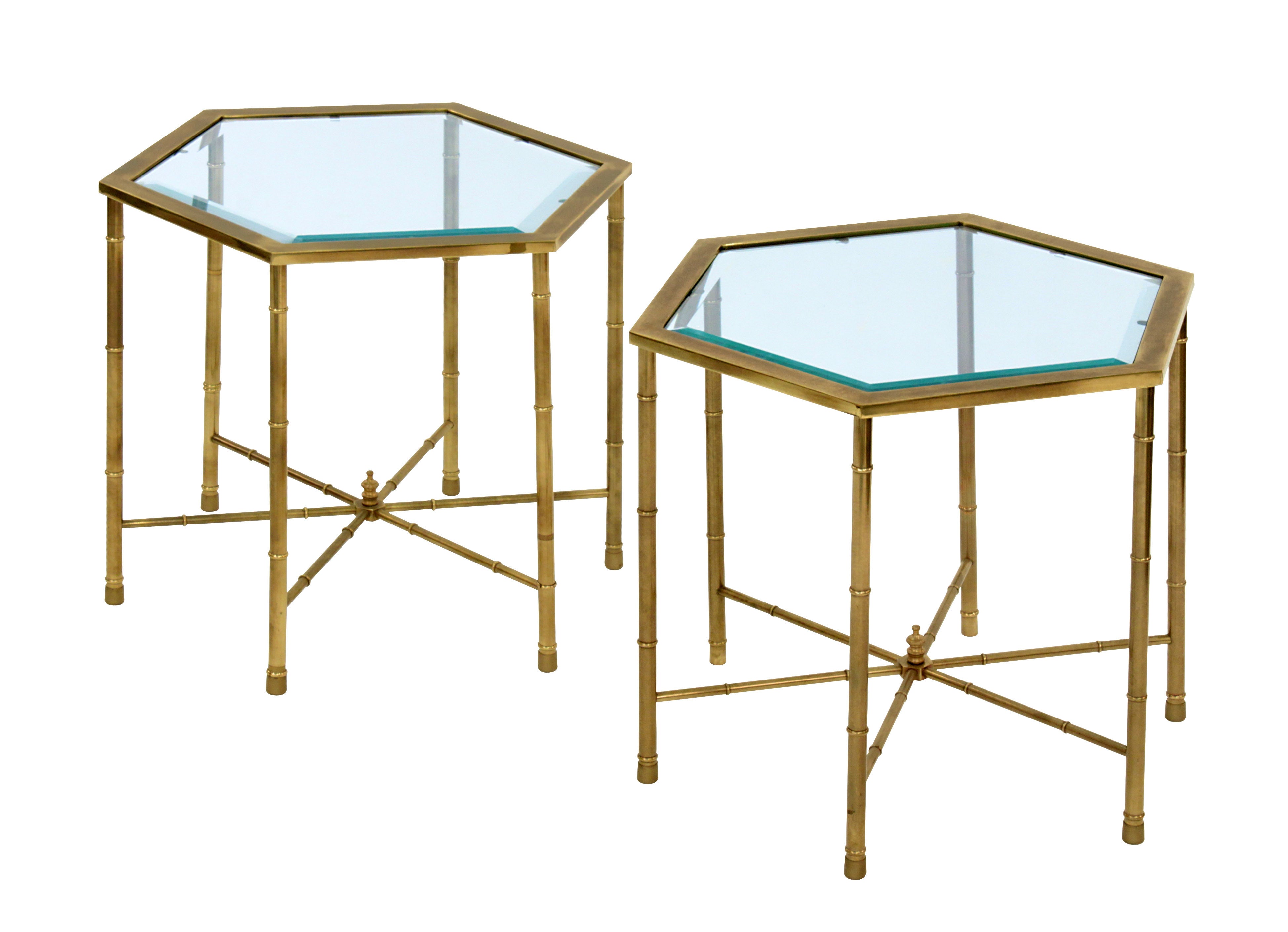 Pair of Bronze Hexagonal Tables by Mastercraft