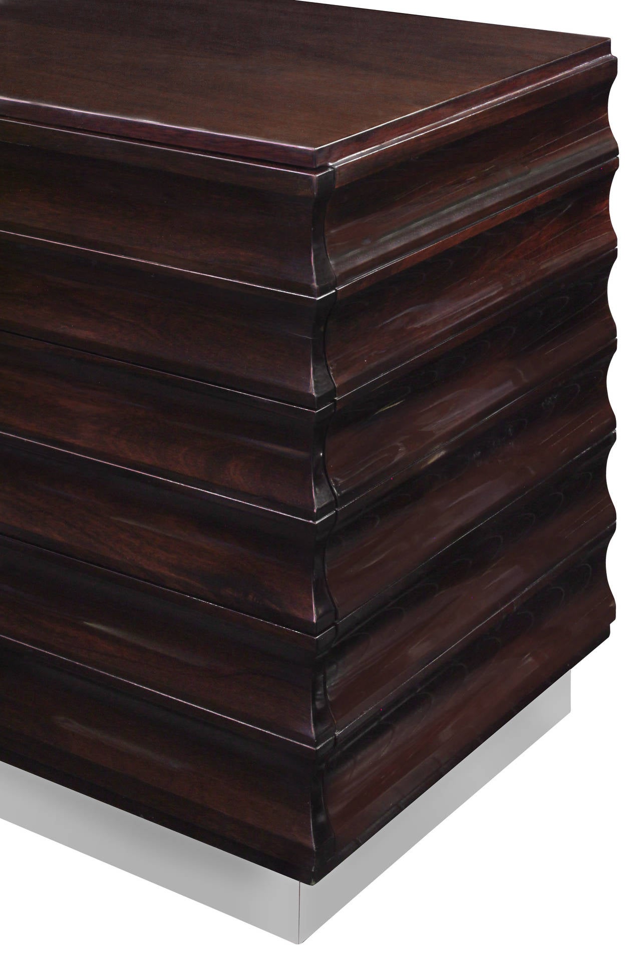 Large and Exceptional Chest of Drawers in Dark Walnut by Tommi Parzinger In Excellent Condition In New York, NY