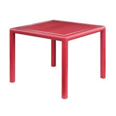 Game Table in Red Embossed Lizard