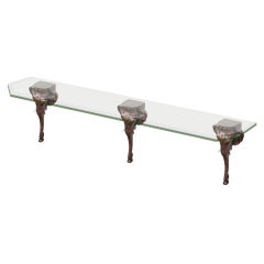 Console Table with Carved Elephant Heads and Glass Top 10