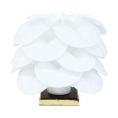 Lucite Table Lamp with Flower Motif by Rougier