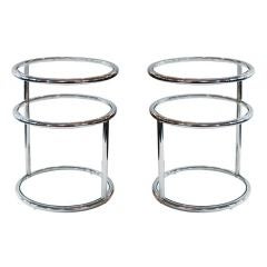 Pair of End Tables with Swiveling Tops