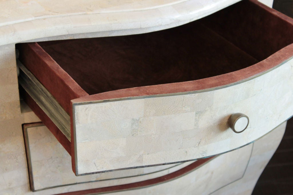 Pair of Bedside Tables in Tessellated Fossilized Coral