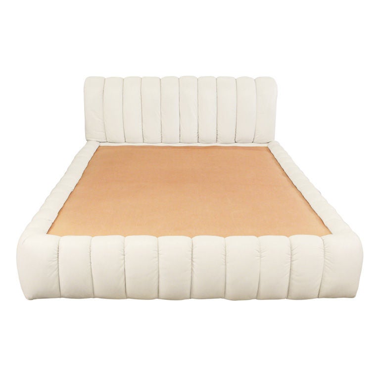 Queen Size Bed in Channeled Leather by Jay Spectre