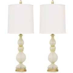 Pair of Opalescent Glass Table Lamps by Seguso