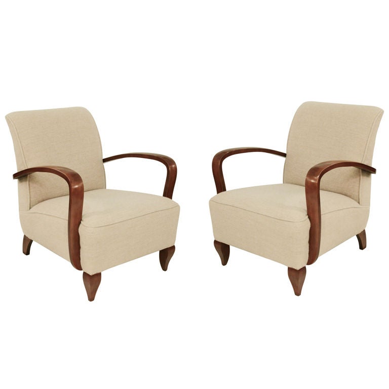 Pair of Lounge Chairs attributed to Rene Drouet