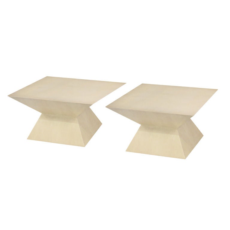 Pair Embossed Lizard Coffee Tables by Karl Springer