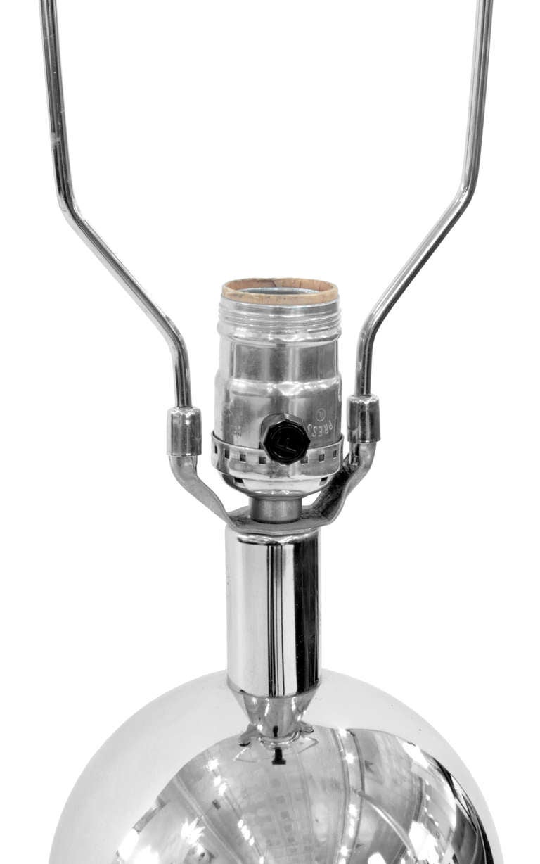Pair of Stacked Chrome Sphere Table Lamps
