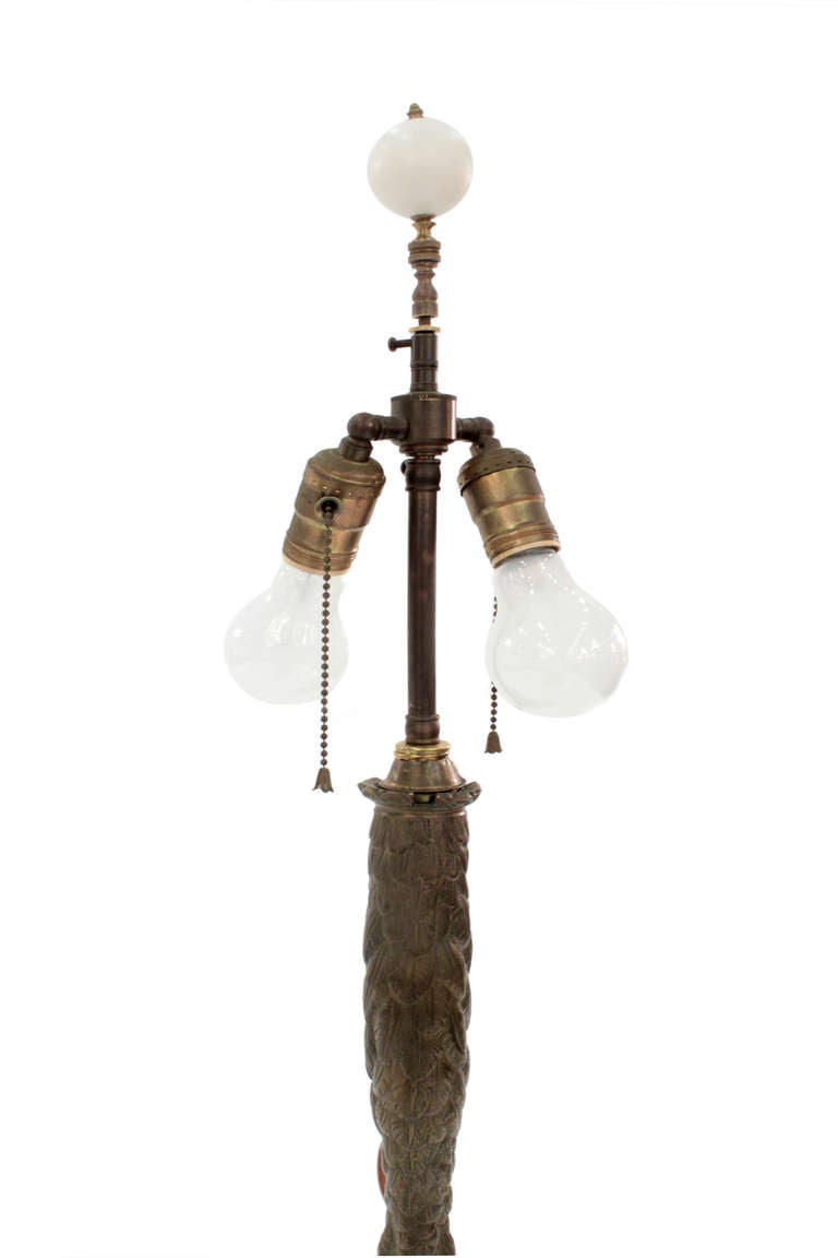 Ostrich foot table lamp in bronze, American, early-20th century.

This lamp was originally a gas lamp that was later converted to electric.