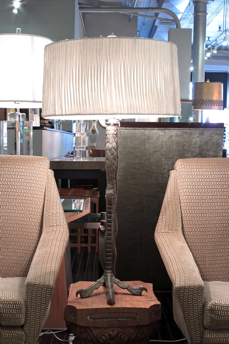 20th Century Bronze Ostrich Foot Table Lamp