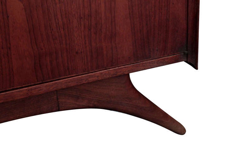 Mid-20th Century Credenza in Walnut with Tambour Doors by Vladimir Kagan