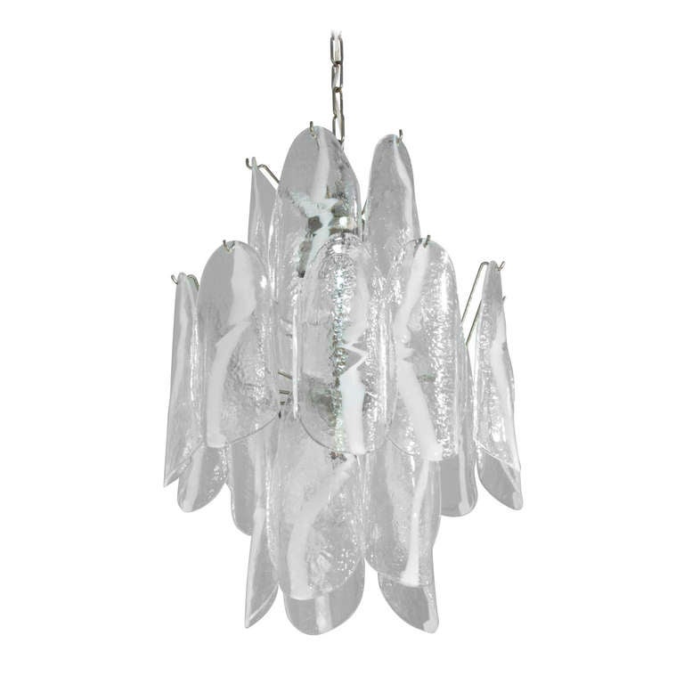 Mazzega Large Chandelier with Molded Glass Panels, 1950s