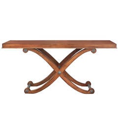 Large Console Table in Walnut with Pewter Accents by Century Furniture 8