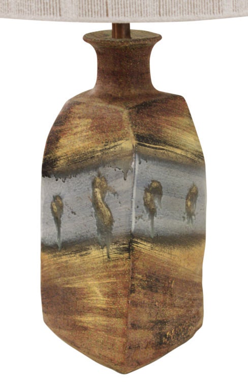 Ceramic Table Lamp with Complex Glaze by Marcello Fantoni