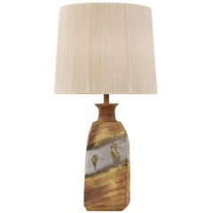 Ceramic Table Lamp with Complex Glaze by Marcello Fantoni