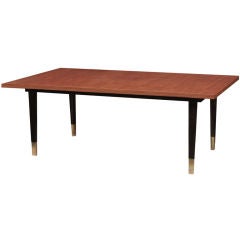 Large Dining/Library Table in Walnut with Brass Sabots