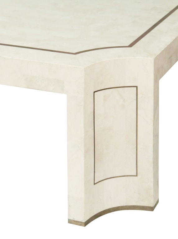 Coffee Table in Tessellated Coral and Brass by Maitland Smith