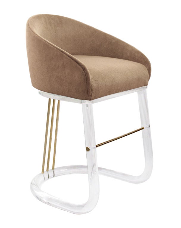 Set of 3 Lucite Bar Stools by Lion in Frost