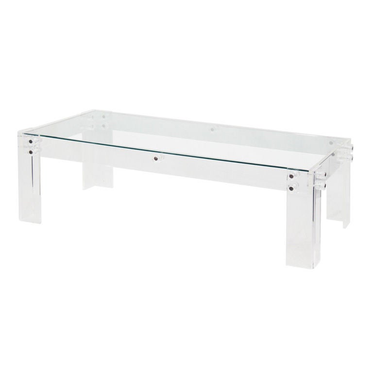 Coffee Table in Lucite with Lug Design For Sale