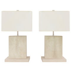 Pair of Chic Table Lamps in Pony Skin and Leather