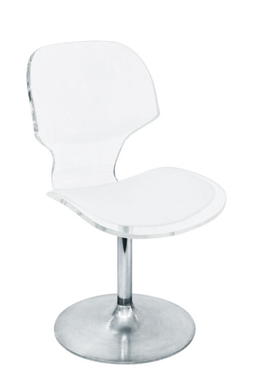 Set of 4 Lucite Dining/Game Chairs with Aluminum Swivels