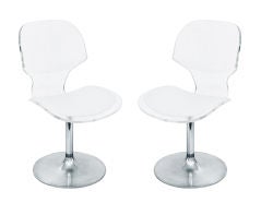 Set of 4 Lucite Dining/Game Chairs with Aluminum Swivels