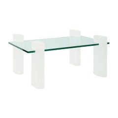 Sandblasted Lucite Leg Coffee Table by Karl Springer (signed)