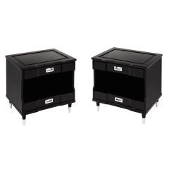 Pair of Elegant Bedside Tables with Mirror Lacquer Finish